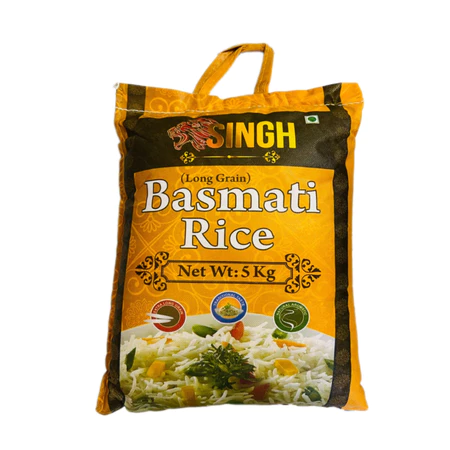 Gạo hạt dài Ấn Độ SINGH Basmati Rice, phù hợp người tiểu đường, ăn kiêng, 5kg (kg)