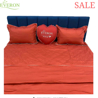 Bộ ga chun chần Everon chính hãng màu đỏ giảm giá EPM 19064 1m6*2m 1m8*2m (Ga chần + gối + chăn bốn mùa)