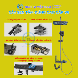 Sen Cây Tắm Đứng Phím Đàn  V7 Có LED Hiển Thị Nhiệt Độ, Bộ Sen Cây Tắm Đứng Nóng Lạnh Củ Đồng Sơn Tĩnh Điện An Toàn