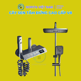 Sen Cây Tắm Đứng Phím Đàn  V7 Có LED Hiển Thị Nhiệt Độ, Bộ Sen Cây Tắm Đứng Nóng Lạnh Củ Đồng Sơn Tĩnh Điện An Toàn