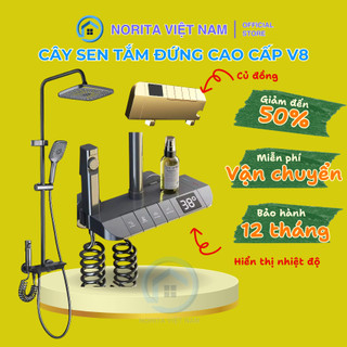 Sen Cây Tắm Đứng Phím Đàn  V7 Có LED Hiển Thị Nhiệt Độ, Bộ Sen Cây Tắm Đứng Nóng Lạnh Củ Đồng Sơn Tĩnh Điện An Toàn