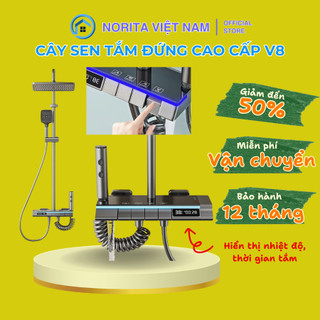Sen Cây, Sen Tắm Đứng Nóng Lạnh V8 Dạng Phím Đàn Có Led Hiển Thị Nhiệt Độ Và Thời Gian  Mạ Titan/Nano Cao Cấp