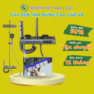 Sen Cây, Sen Tắm Đứng Nóng Lạnh V8 Dạng Phím Đàn Có Led Hiển Thị Nhiệt Độ Và Thời Gian  Mạ Titan/Nano Cao Cấp