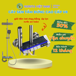 Sen Cây, Sen Tắm Đứng Nóng Lạnh V8 Dạng Phím Đàn Có Led Hiển Thị Nhiệt Độ Và Thời Gian  Mạ Titan/Nano Cao Cấp