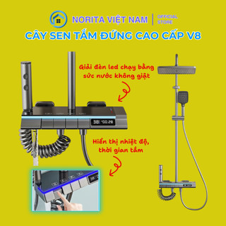 Sen Cây, Sen Tắm Đứng Nóng Lạnh V8 Dạng Phím Đàn Có Led Hiển Thị Nhiệt Độ Và Thời Gian  Mạ Titan/Nano Cao Cấp