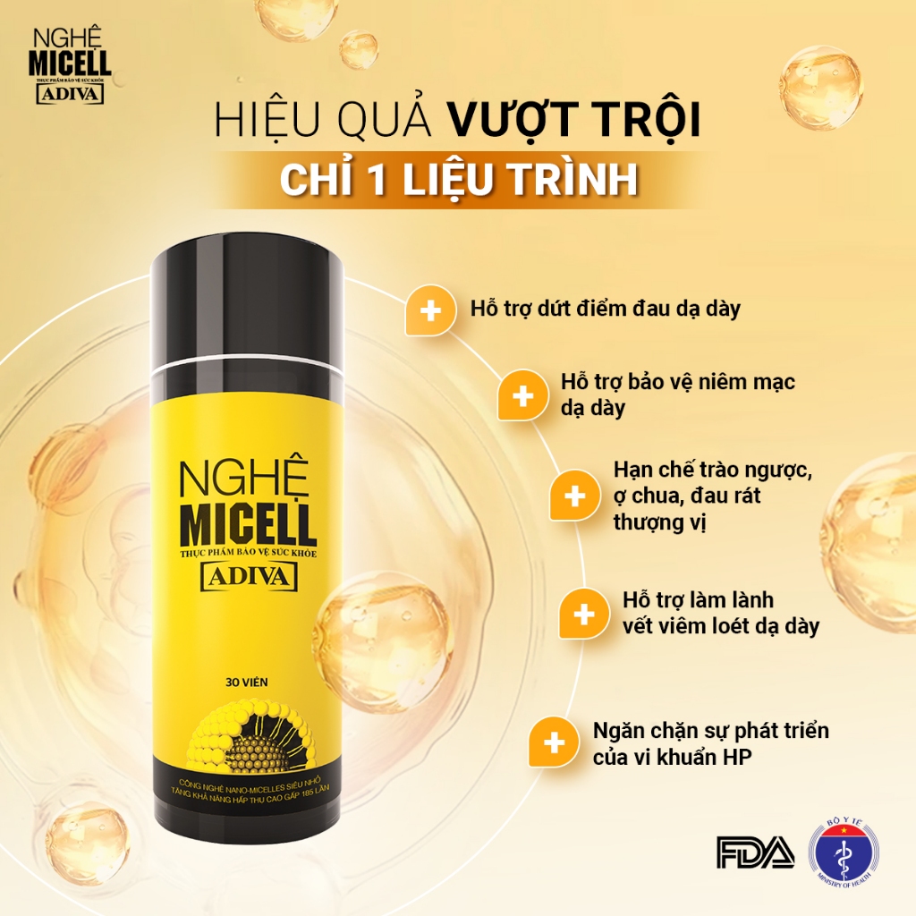 Ảnh Nghệ Micell ADIVA 14 Viên- Hỗ Trợ Các Vấn Đề Về Đau Bao Tử, Dạ Dày 3