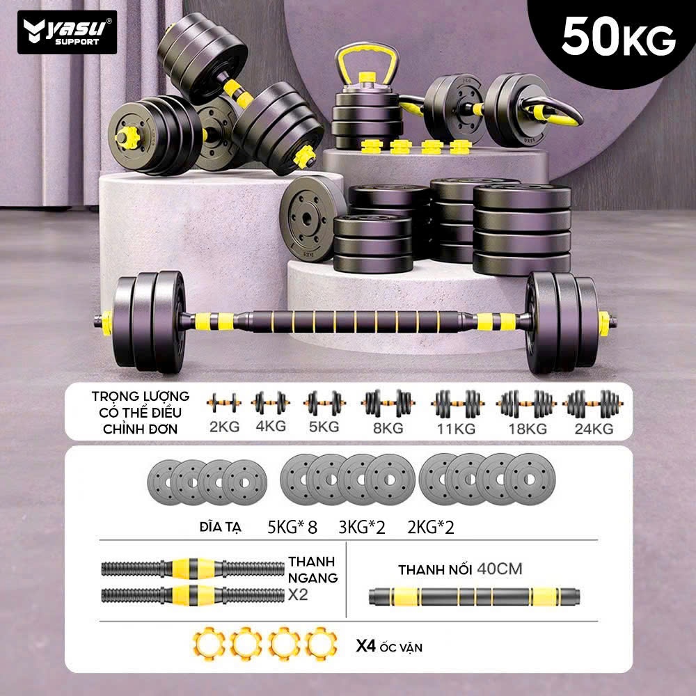 Ảnh Bộ tạ tay đa năng 10KG,20KG,30KG, 40KG,50KG Dumbell Set cao cấp Yasu 1