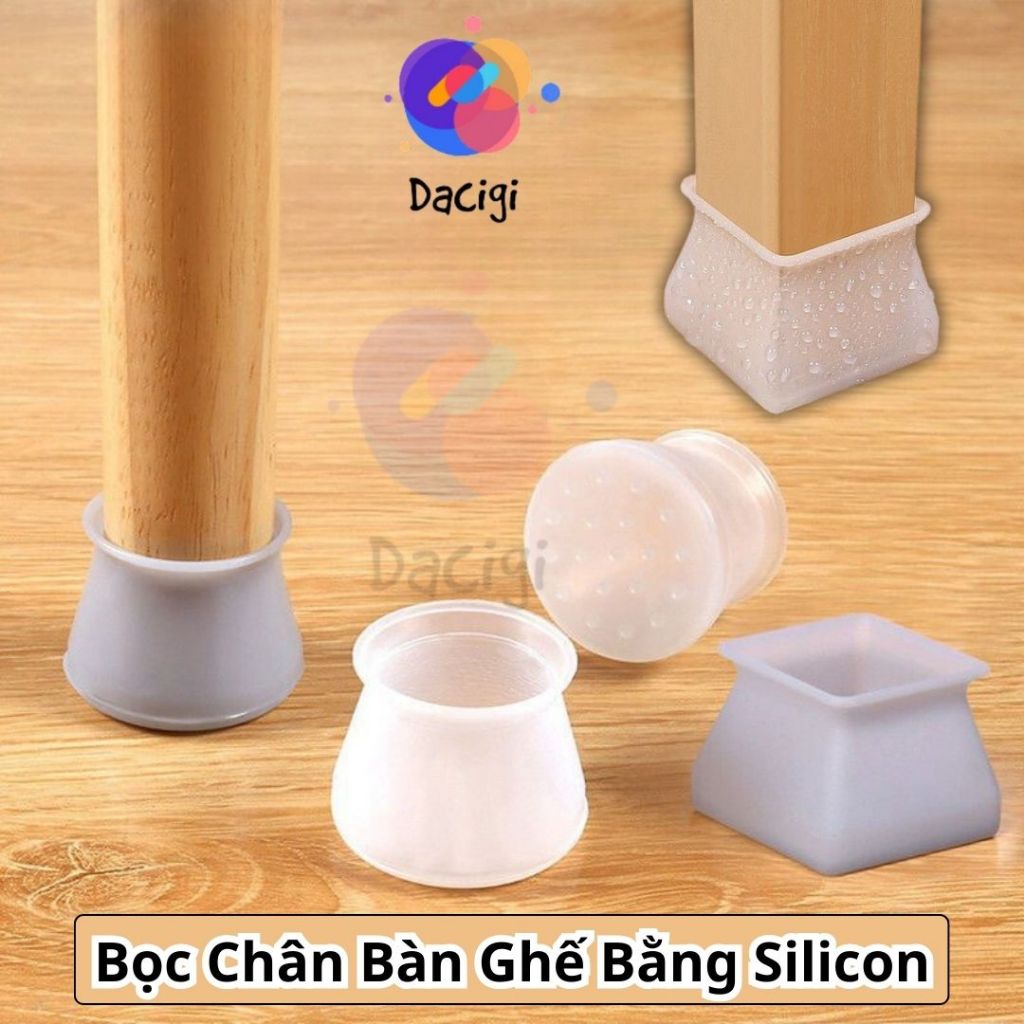Bọc chân bàn ghế bằng silicon dày, vỏ bọc chân bàn ghế chống trơn trượt và trầy xước sàn- Dacigi