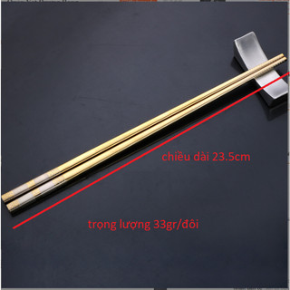 Bộ 5 Đôi Đũa Inox 304 Vuông Mạ Titan VÀNG (Phúc Lành) - Hoa Văn Tinh Tế, Chống Trượt Đũa Cao cấp