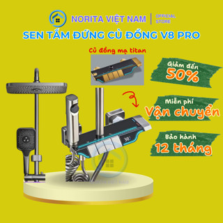 Sen Cây Tắm Đứng Phím Đàn V8 Pro Có LED Hiển Thị Nhiệt Độ, Bộ Sen Cây Tắm Đứng Nóng Lạnh Củ Đồng Sơn Tĩnh Điện An Toàn