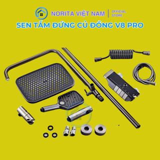 Sen Cây Tắm Đứng Phím Đàn V8 Pro Có LED Hiển Thị Nhiệt Độ, Bộ Sen Cây Tắm Đứng Nóng Lạnh Củ Đồng Sơn Tĩnh Điện An Toàn