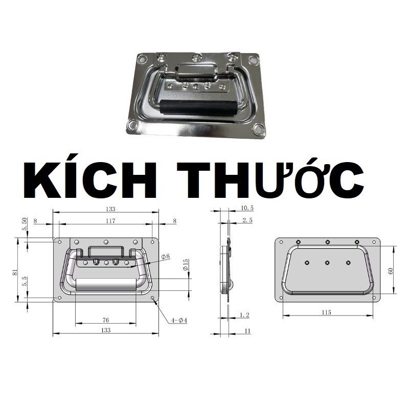 Tay xách âm: 80x 130MM cho tủ máy thiết bị âm thanh, nội thất, thùng pin. ( Loại âm thùng) | BigBuy360 - bigbuy360.vn