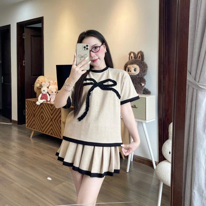 Set đồ nữ áo tay ngắn mix chân váy Jumito, đồ bộ nữ phong cách dễ thương, chất thun mềm mát mặc thoải mái HCOM3229
