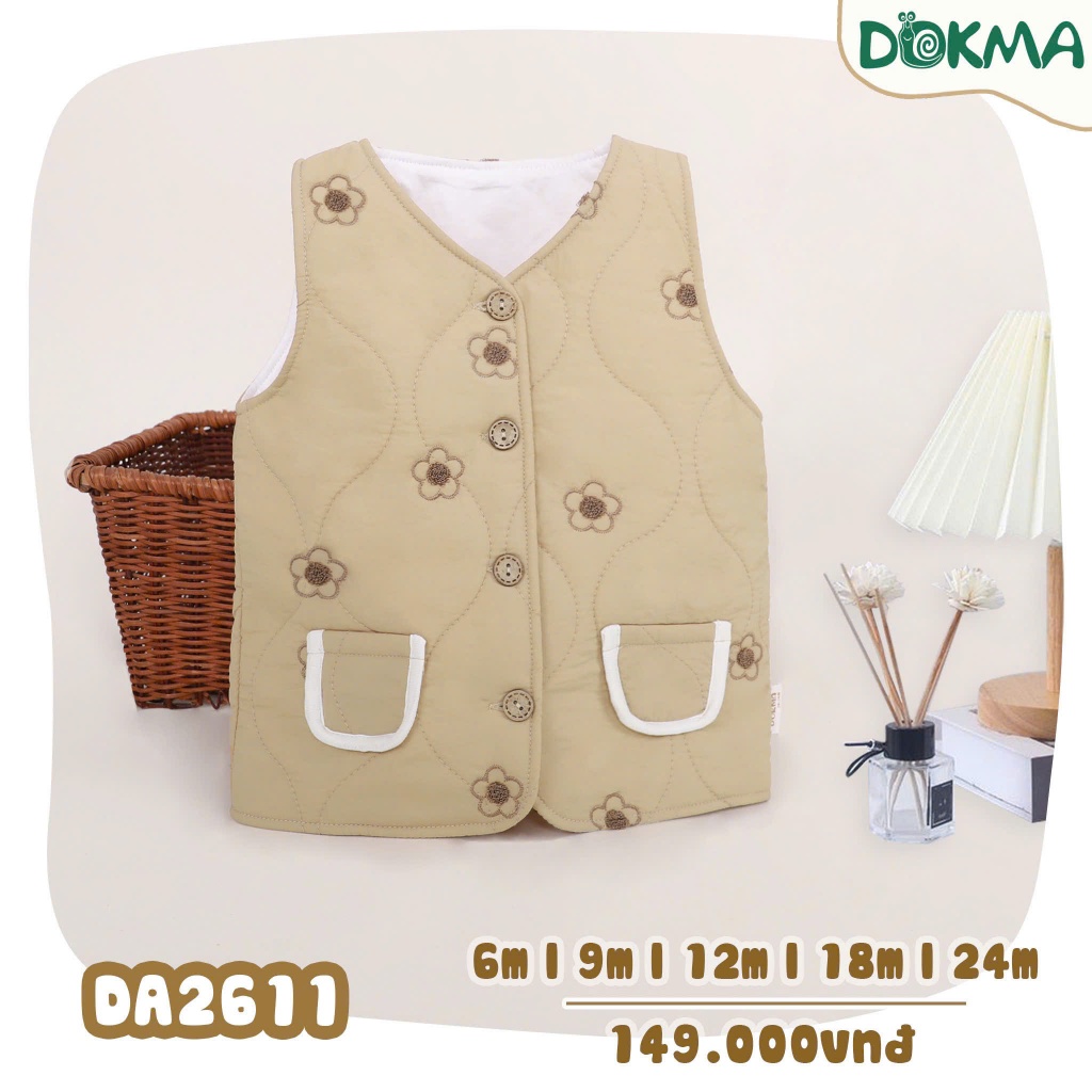 (5-12kg) Áo Ghile Phao Dokma Hoạ Tiết Hoa Nhí Cho Bé Gái DA2611