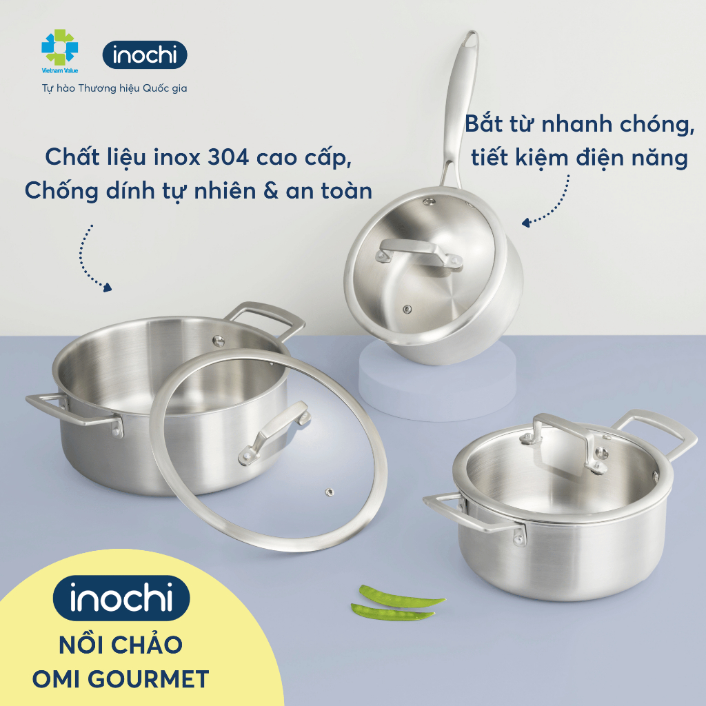 Nồi Chảo Inox Omi Gourmet/ Essential: Chống Dính Tự Nhiên, An Toàn ...