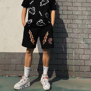 Quần Đùi Nỉ Cua Shorts LoveStudio Họa Tiết In TIA SÉT Cá Tính ,Quần short Thun Nỉ Dày Dặn Có Túi form Unisex [QD19]