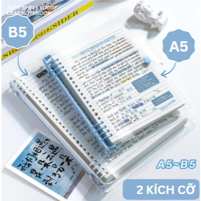 (BÌA VÀ GIẤY ĐƯỢC BÁN RIÊNG) Vỏ Bìa Sổ Còng A5 B5 PVC Dẻo Trong Suốt Màu Pastel, Lõi Giấy Refill Sổ Còng (Bán Rời)