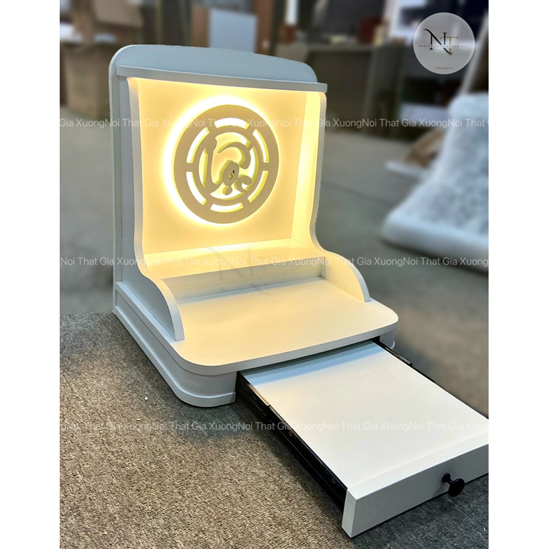 ( Có Đèn Led Sẵn ) BÀN THỜ THẦN TÀI THỔ ĐỊA CHỮ LỘC MÀU TRẮNG