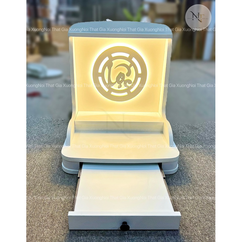( Có Đèn Led Sẵn ) BÀN THỜ THẦN TÀI THỔ ĐỊA CHỮ LỘC MÀU TRẮNG