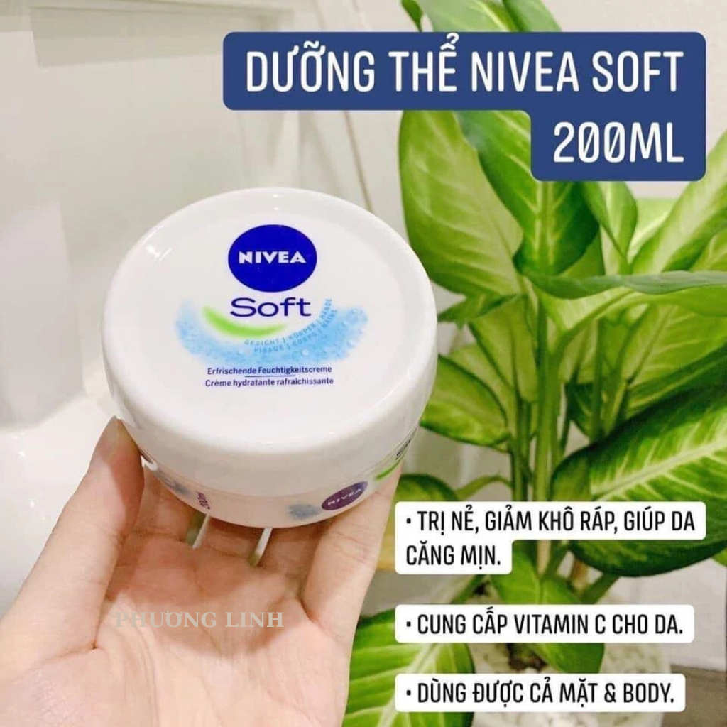 Kem dưỡng ẩm mềm mịn Nivea Soft 200ml cho mặt và toàn thân an toàn chính hãng