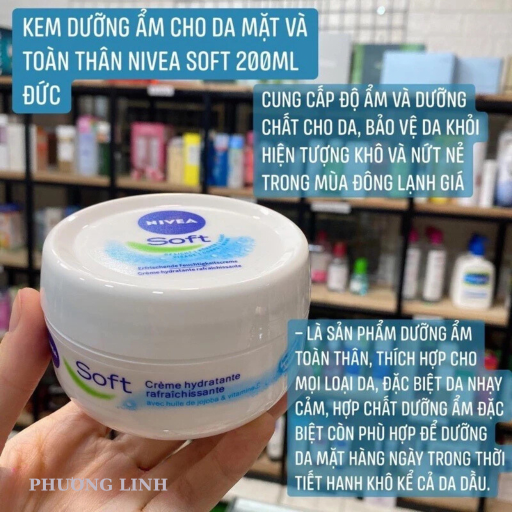 Kem dưỡng ẩm mềm mịn Nivea Soft 200ml cho mặt và toàn thân an toàn chính hãng