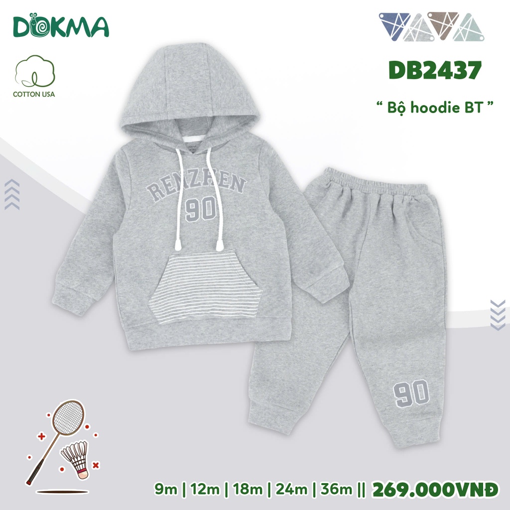 B thu ong tay dai hoodie be trai Dokma DB2437 cho be 6 36 thang ch t li u n Shopee Vi t Nam