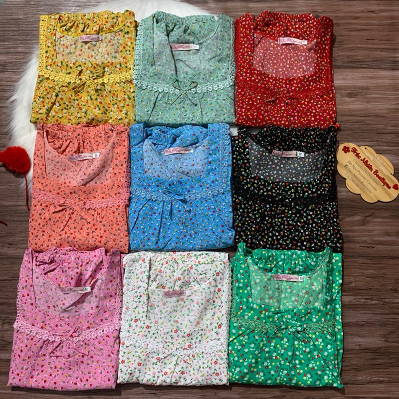 Bộ lửng lụa hàn tay ngắn hoạ tiết hoa quần có 2 túi xéo phom dưới 40-73kg - T99