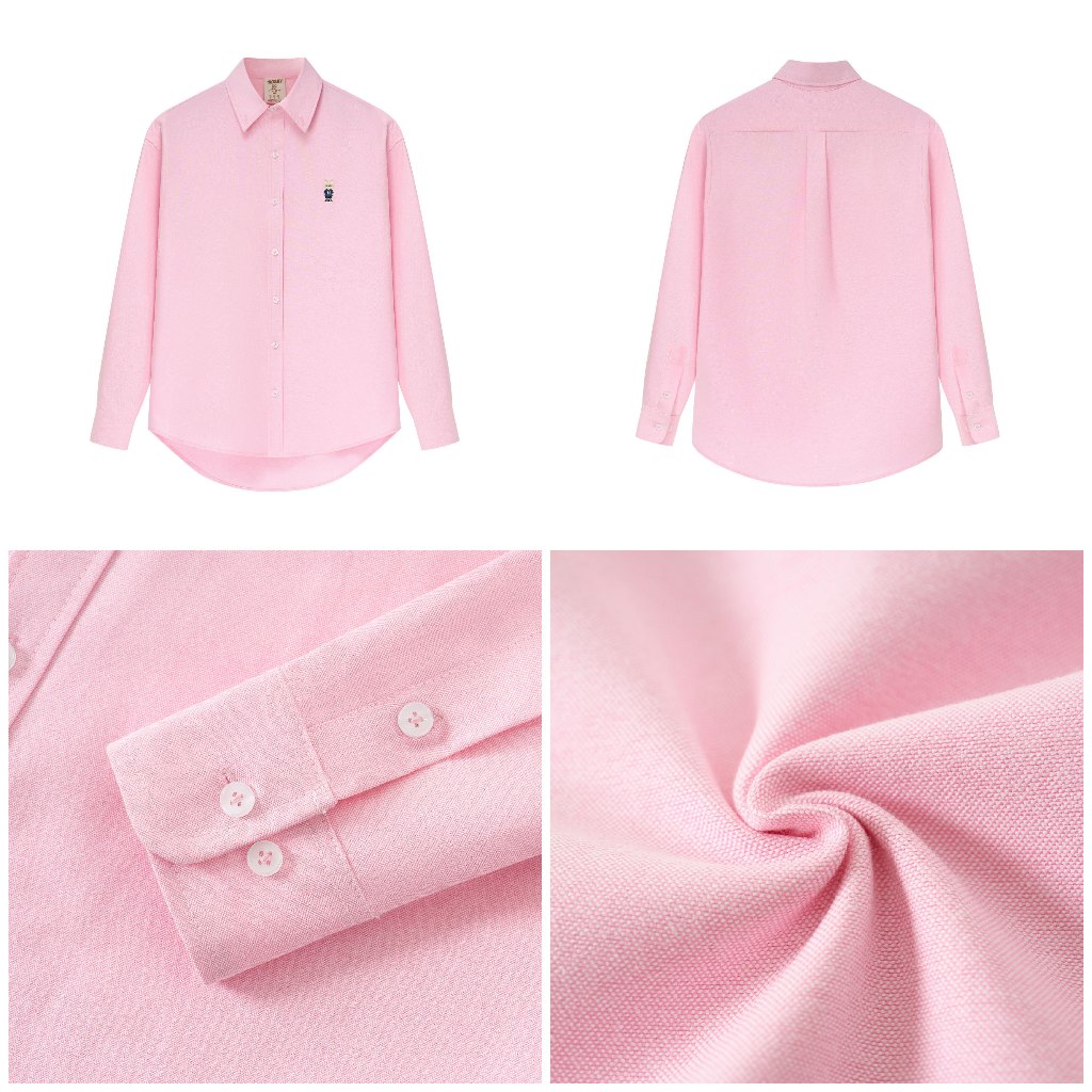 Ảnh Áo Sơ Mi Dài Tay Form rộng NOAM Nafox Oxford - Màu Tím/ Be/ Hồng/ Tím kẻ sọc 3