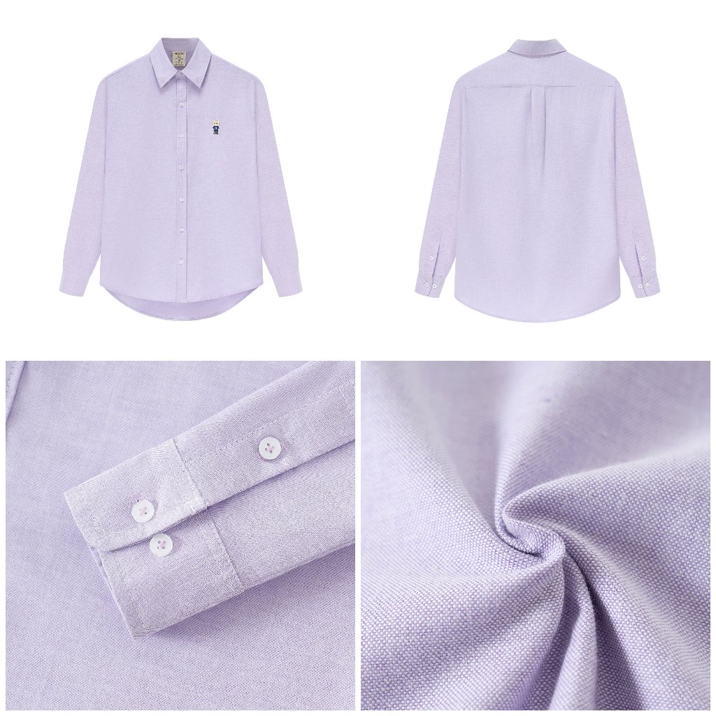 Ảnh Áo Sơ Mi Dài Tay Form rộng NOAM Nafox Oxford - Màu Tím/ Be/ Hồng/ Tím kẻ sọc 2