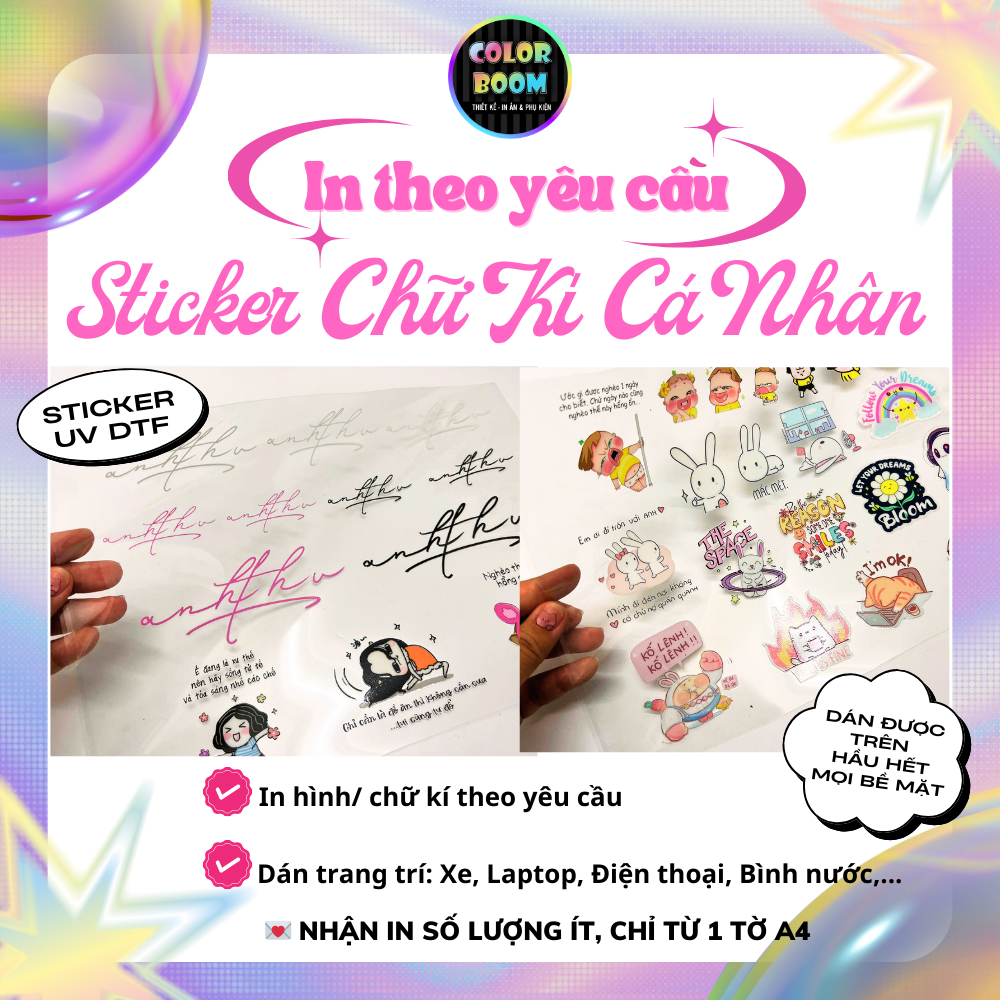 In Sticker Chữ Ký Cá Nhân Theo Yêu Cầu - Công Nghệ UV DTF, 50K/Tờ A4 ...