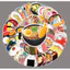 Set 60 Sticker Đồ Ăn Nhật Bản Sushi Sashimi Chống Nước Dán Laptop Vali Sổ Tay