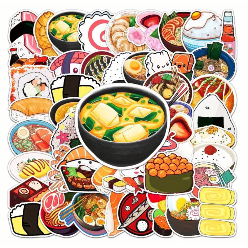 Bộ 100 sticker đồ ăn anime nhật bản siêu bắt mắt hấp dẫn trang trí sổ tay notebook trang trí cực đẹp