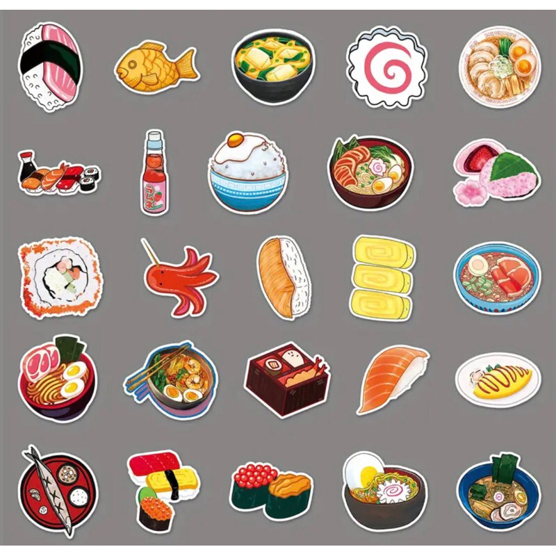 Bộ 100 sticker đồ ăn anime nhật bản siêu bắt mắt hấp dẫn trang trí sổ tay notebook trang trí cực đẹp