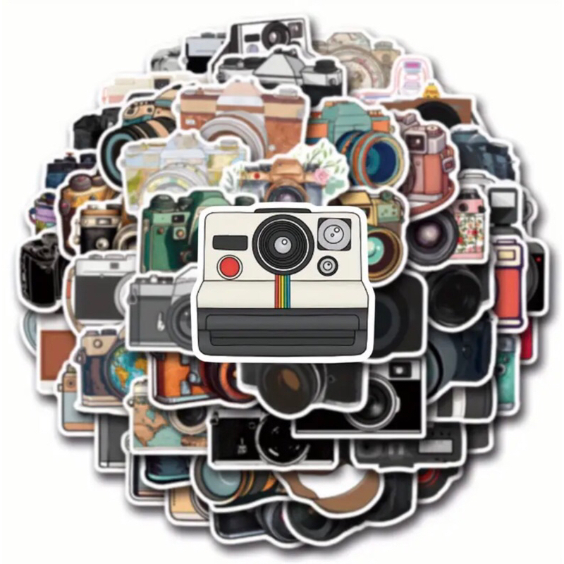 100 sticker máy ảnh cute trang trí máy ảnh balo laptop điện thoại . Trang trí studio