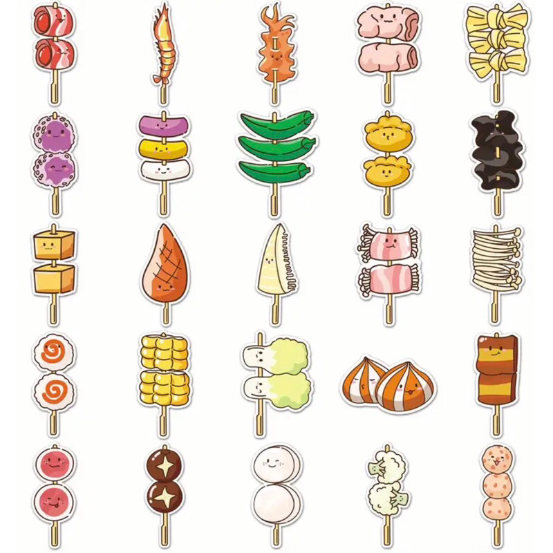 100 sticker đồ ăn anime food trang trí laptop ly nước vali văn phòng phẩm mẫu mới cập nhật