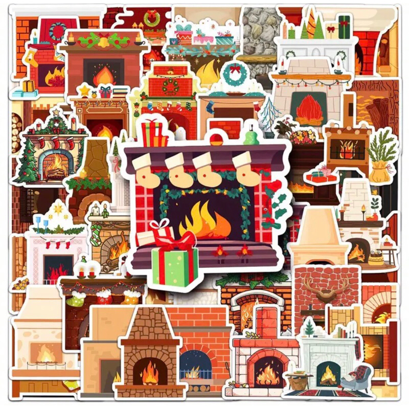 Sticker bếp lửa giáng sinh trang trí noel năm 2025 mẫu siêu hot