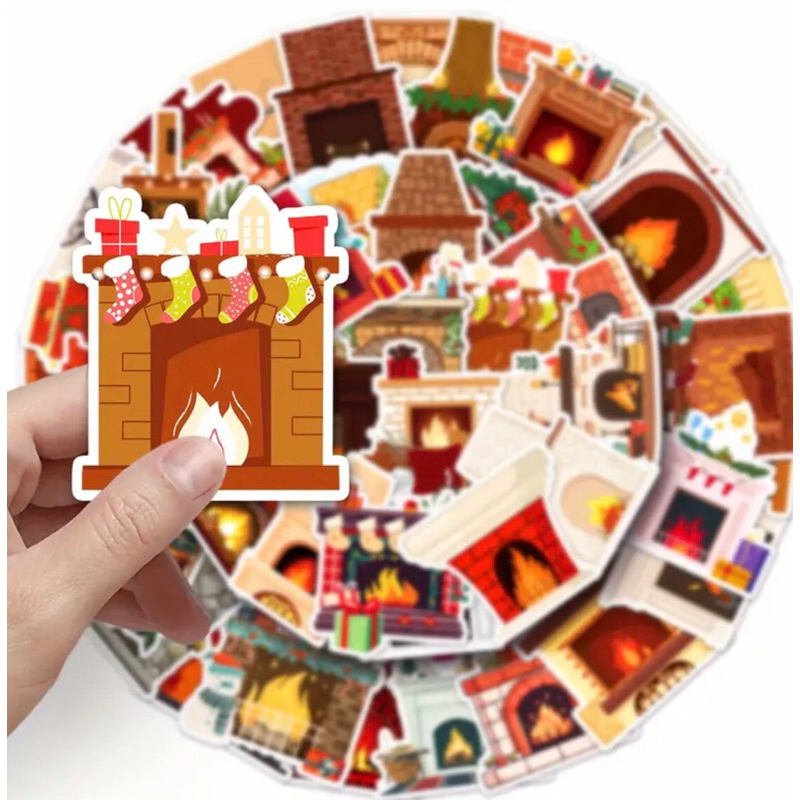 Sticker bếp lửa giáng sinh trang trí noel năm 2025 mẫu siêu hot