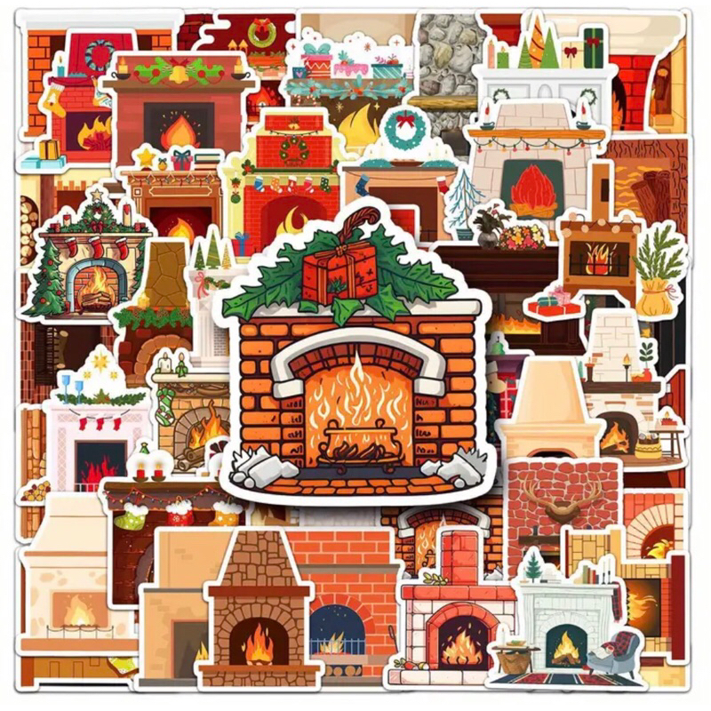 Sticker bếp lửa giáng sinh trang trí noel năm 2025 mẫu siêu hot ...
