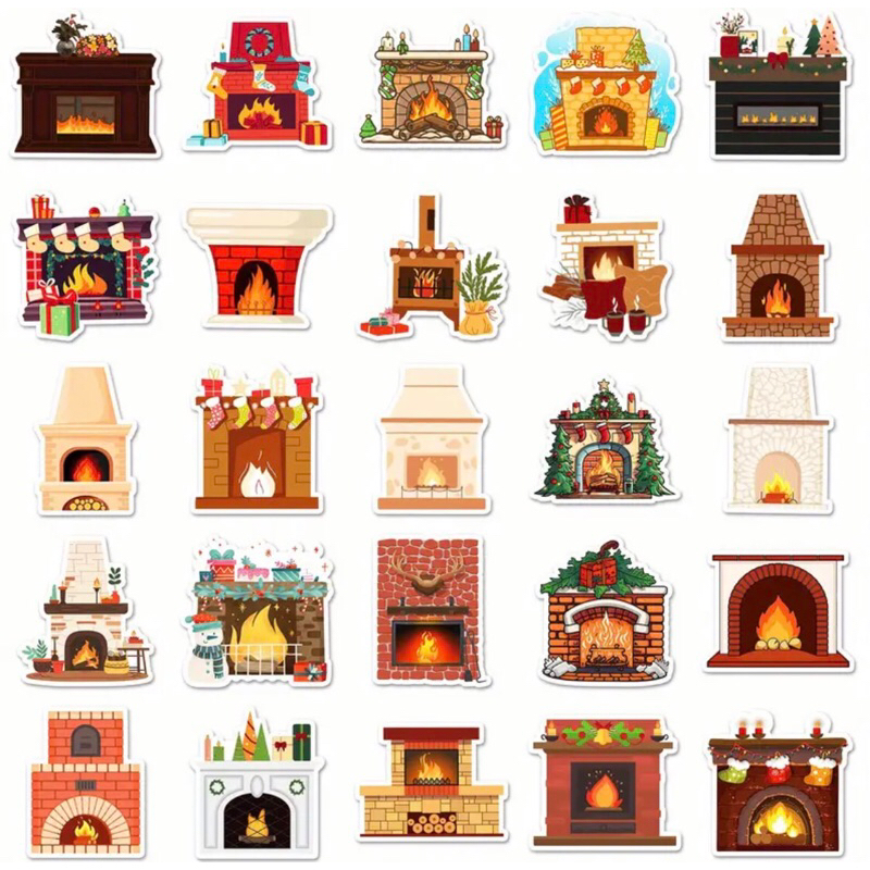 Sticker bếp lửa giáng sinh trang trí noel năm 2025 mẫu siêu hot