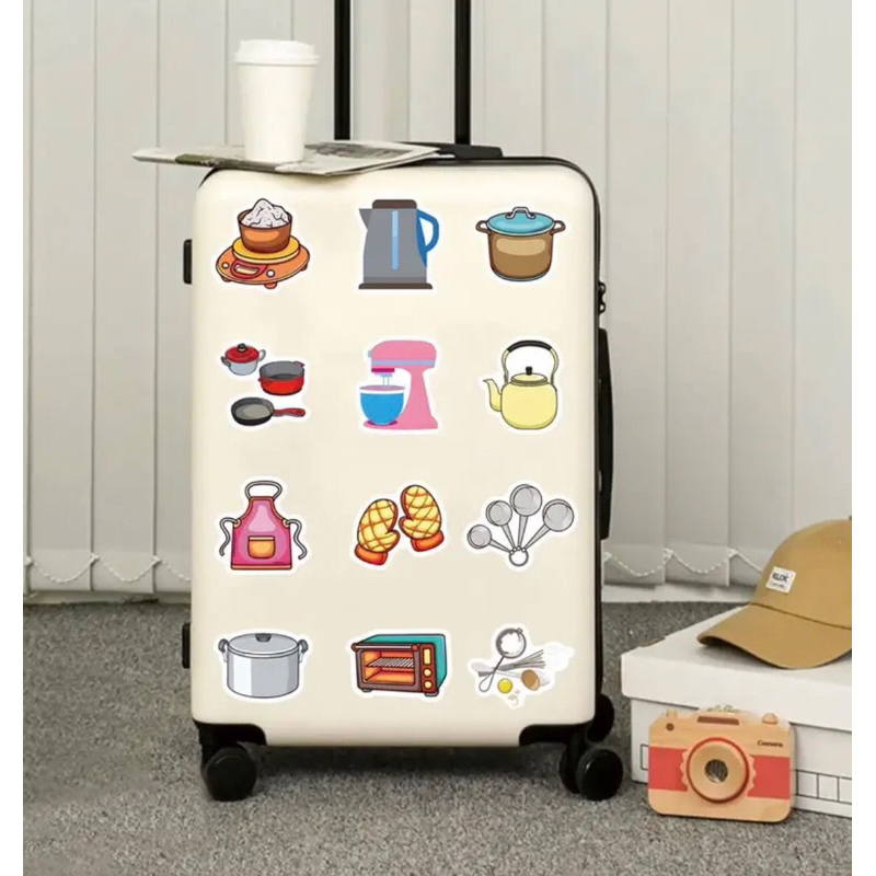 100 sticker dụng cụ nấu ăn trang trí đồ chơi cho bé sticker dán mũ bảo hiểm, điện thoại, notebook , laptop, vali sổ tay