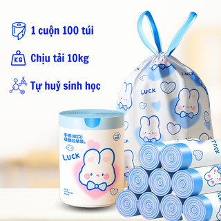 [MUA 2 Tặng 1]100 Bao Đựng Rác Dây Rút 45 x 45 Hình Thỏ Dễ Thương Chịu Tải 10kg, Bảo Vệ Môi Trường 🐰