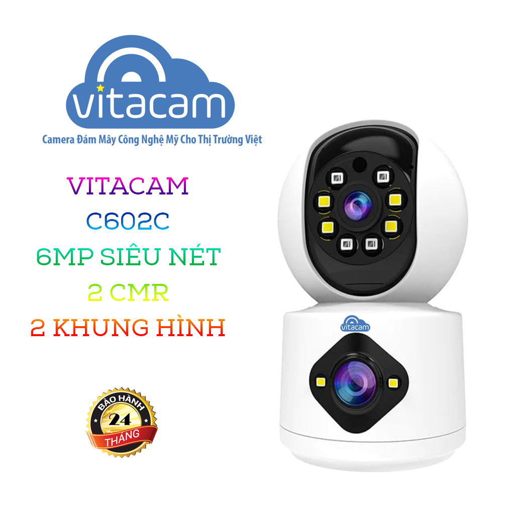 Camera Wifi VITACAM C602C - 6MP 2 Mắt Kép Góc Nhìn Rộng | Shopee Việt Nam