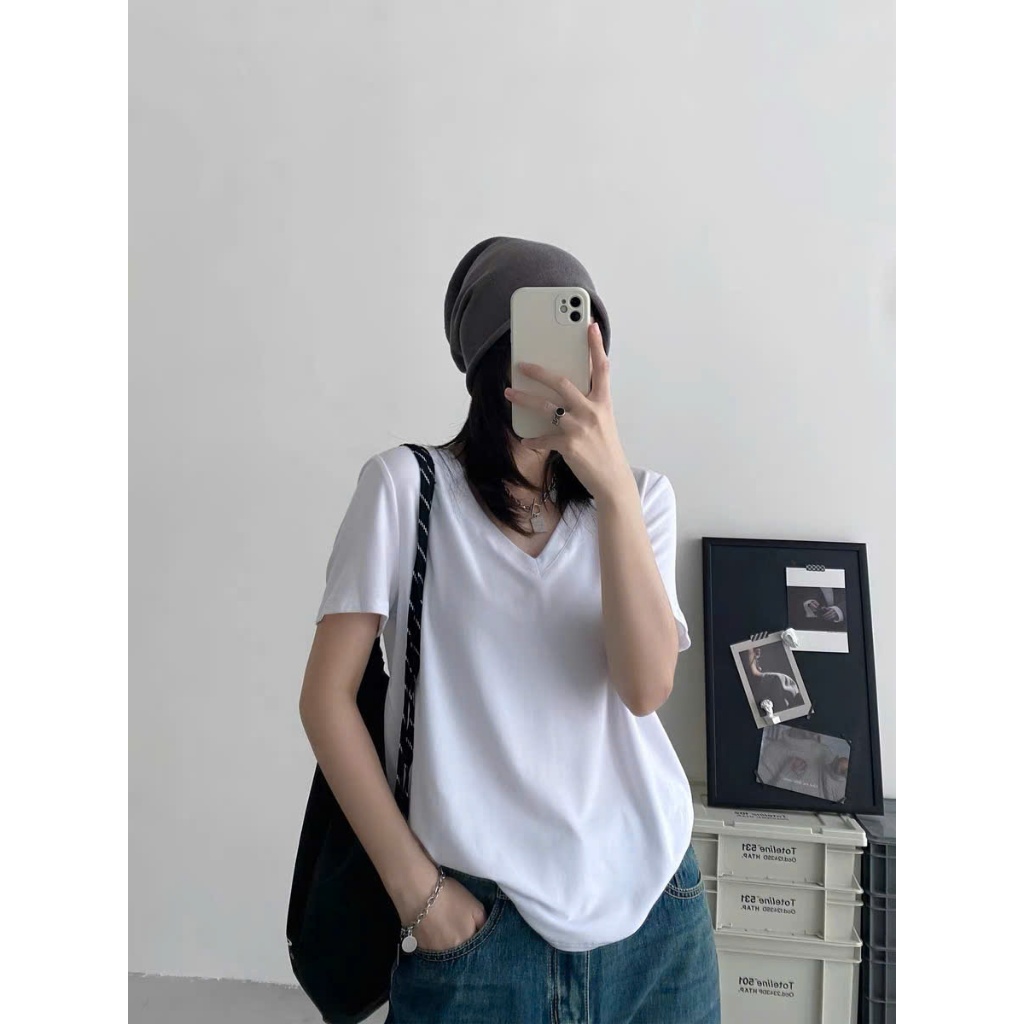 ÁO THUN CỔ TIM TRƠN DỄ THƯƠNG ĐƠN GIẢN DỄ PHỐI ĐỒ AT251001