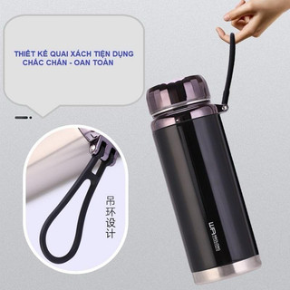 Bình giữ nhiệt inox 304 cao cấp,Bình nước giữ nhiệt nóng và lạnh có dây đeo và lưới lọc