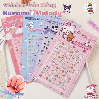 Sticker Dán Móng 3D Kuromi / Melody / Cinnamonroll Dễ Thương - Sticker Trang Trí Móng Tay Phụ Kiện Siêu Xinh Cho Bé Gái