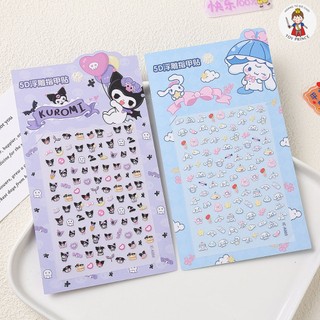 Sticker Dán Móng 3D Kuromi / Melody / Cinnamonroll Dễ Thương - Sticker Trang Trí Móng Tay Phụ Kiện Siêu Xinh Cho Bé Gái