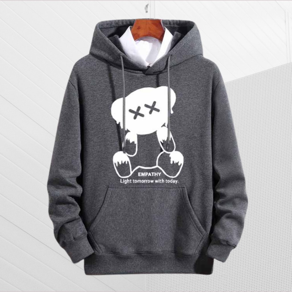 [ Ảnh Thật ] Áo Hoodie Unisex Nam Nữ Thu Đông Mũ To In Gấu EMPATHY Mặc Đẹp 3 màu mặc cặp đôi hot C1