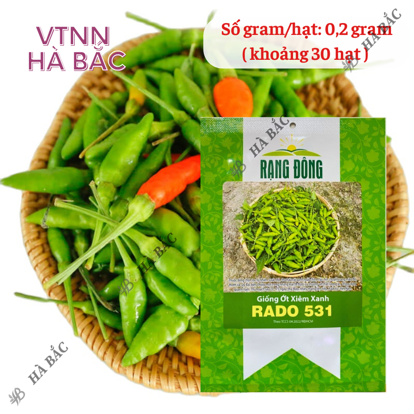 Hạt giống Ớt Xiêm Xanh Rado 531 (0,2gram~30 hạt) trái sai, cây khỏe, sum suê