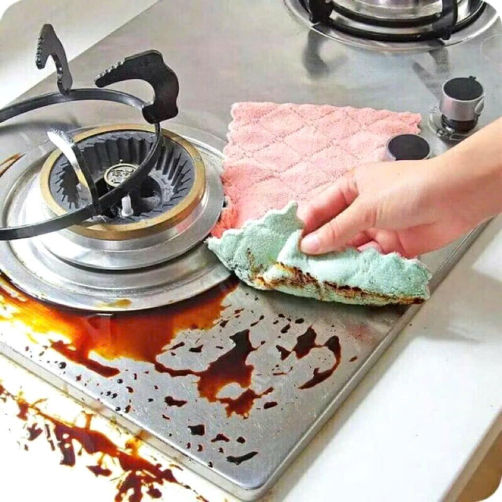 (COMBO 10)KHĂN LAU 2 MẶT, SET 5 Khăn Lau 2 mặt thấm hút nước đa năng  - MA: KHALAU23568