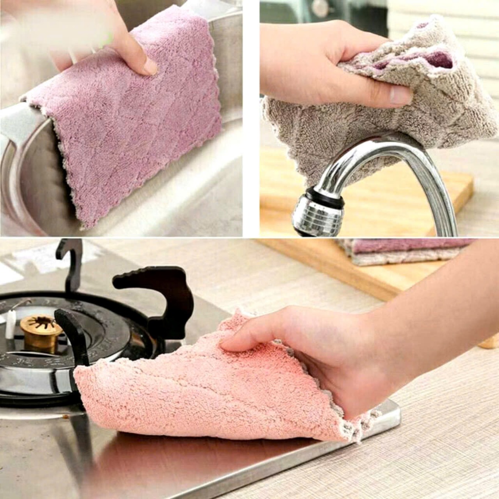 (COMBO 10)KHĂN LAU 2 MẶT, SET 5 Khăn Lau 2 mặt thấm hút nước đa năng  - MA: KHALAU23568